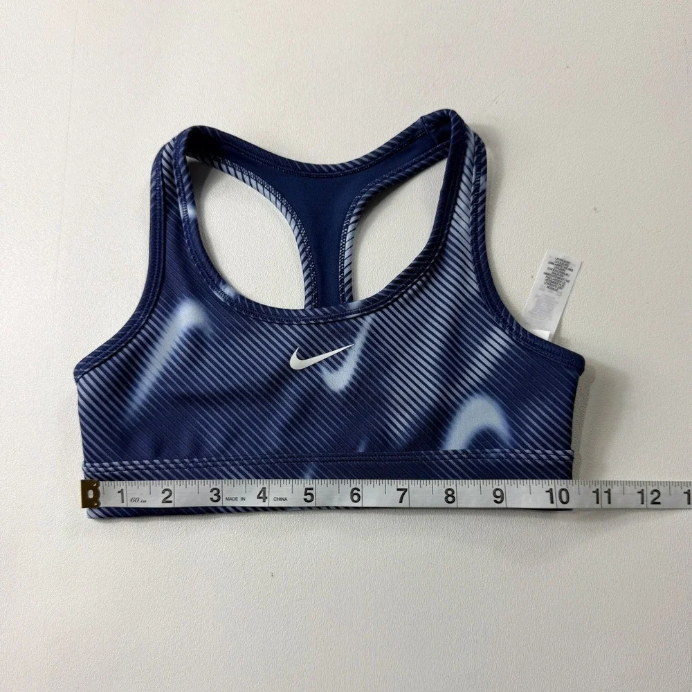 Nike Kids XS Blue Dri-FIT Swoosh Racerback Sports Bra‎ Abstract Stripe